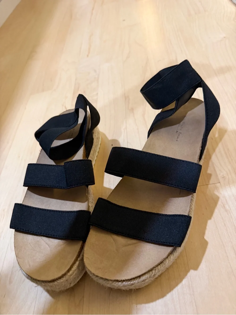 American Eagle Outfitters Black Espadrille Platform Sandals